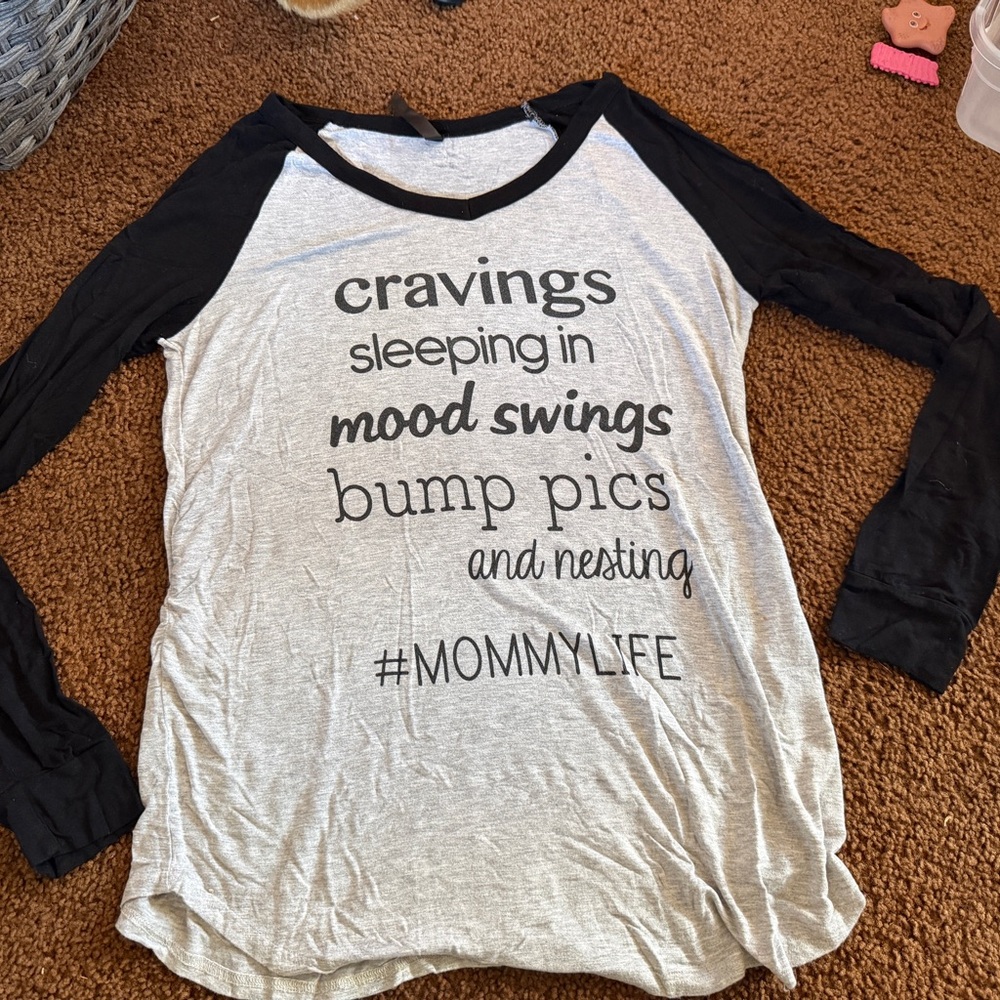 Funny Maternity Graphic Tee “Mommy Life” Long Sleeve Shirt
